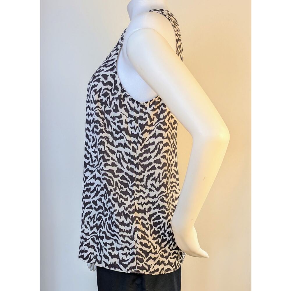 Lark & Ro Sleeveless Blouse Tank Shell 12 Black Beige Zebra Print Career Classic - Picture 5 of 10